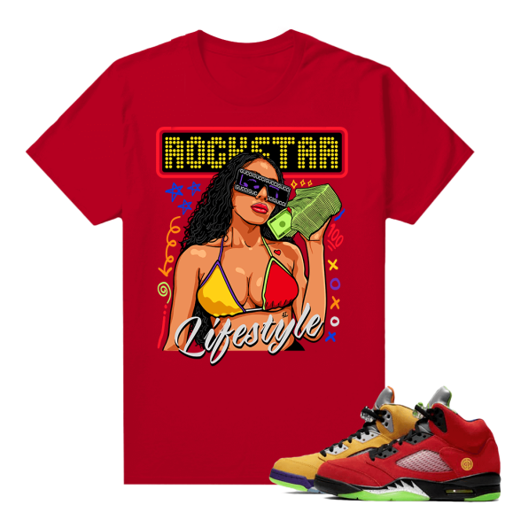 What the 5s Jordan Sneaker Tee Shirts - Red - Rockstar Lifestyle