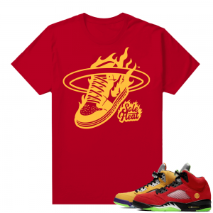 What the 5s Jordan Sneaker Tee Shirts - Red - Sole Heat Logo