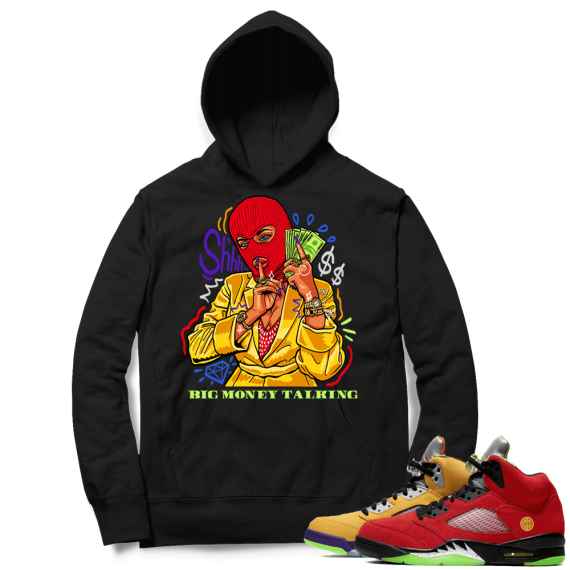 What the 5s Sneaker Hoodie - Black - Big Money Talking