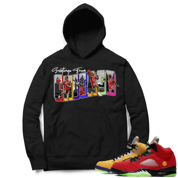 What the 5s Sneaker Hoodie - Black - Greetings From Chicago