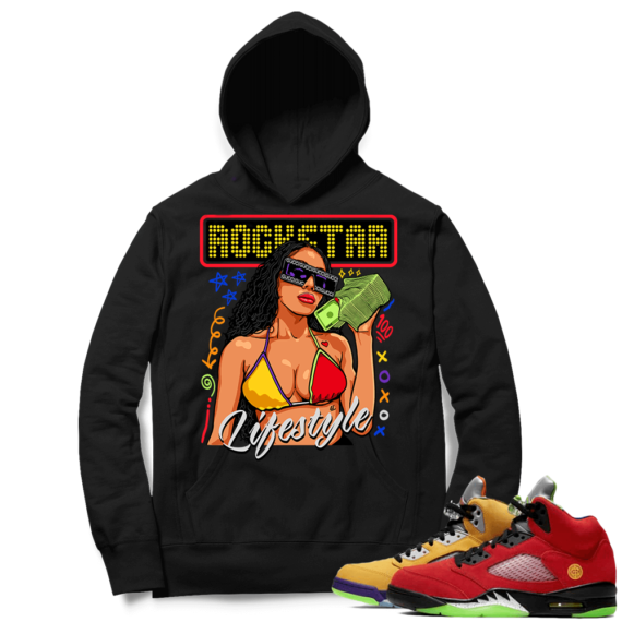 What the 5s Sneaker Hoodie - Black - Rockstar Lifestyle