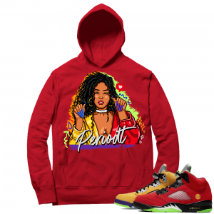 What the 5s Sneaker Hoodie - Red - PeriodT