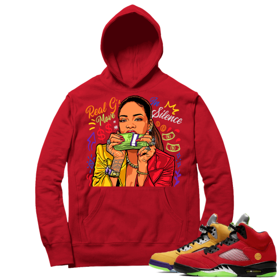 What the 5s Sneaker Hoodie - Red - Real Gs Move In Silence