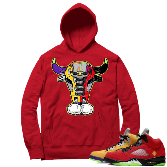 What the 5s Sneaker Hoodie - Red - Retro Bull