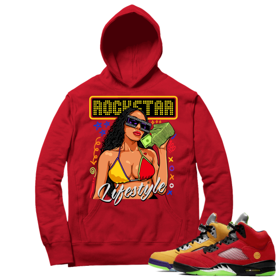 What the 5s Sneaker Hoodie - Red - Rockstar Lifestyle