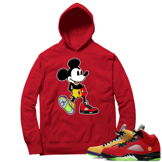 What the 5s Sneaker Hoodie - Red - Sneakerhead Mickey