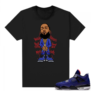 Winter Blue 4s shirt black - Nipsey Hussle Toon