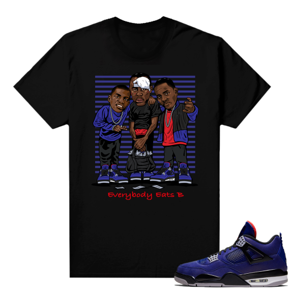 Winter Blue 4s shirt black - Everybody Eats B