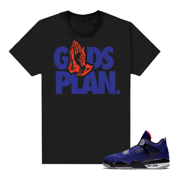 Winter Blue 4s shirt black - Gods Plan