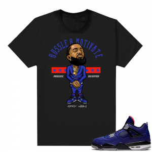 Winter Blue 4s shirt black - Nipsey Hussle Motivate