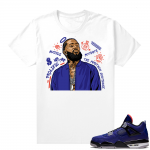 Winter Blue 4s shirt White - Nipsey Tribute