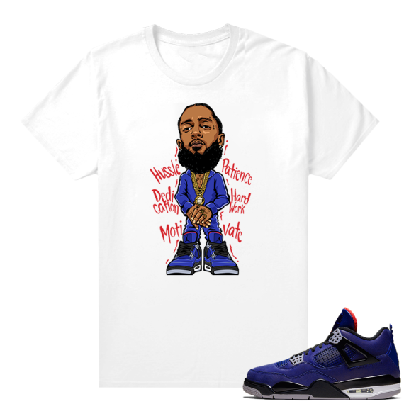 Winter Blue 4s shirt White - Nipsey Hussle Toon