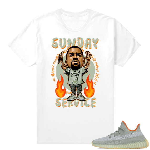 Yeezy 350 Desert Sage Shirt - White - Sunday Service Ye Toon