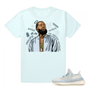 Yeezy Cloud White | Nipsey Tribute | Light Blue Shirt