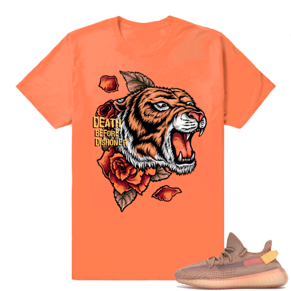 Yeezy 350 Clay | Death Before Dishonor | Hyper Orange Shirt