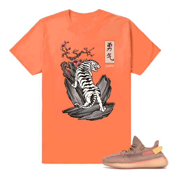 Yeezy 350 Clay | White Tiger | Hyper Orange Shirt