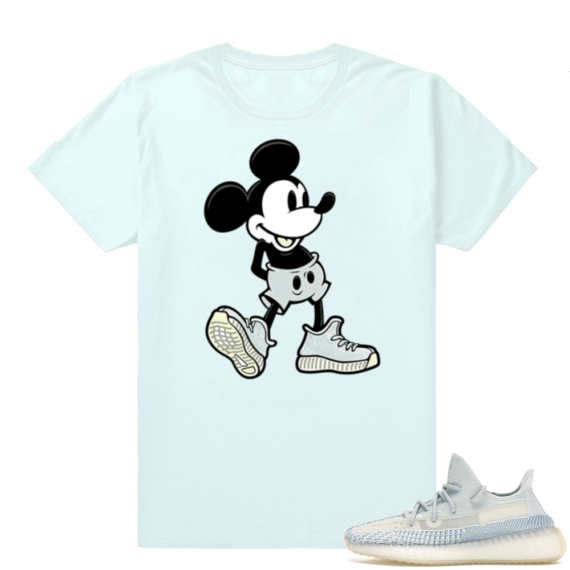 Yeezy Cloud White | Sneakerhead Mickey | Light Blue Shirt