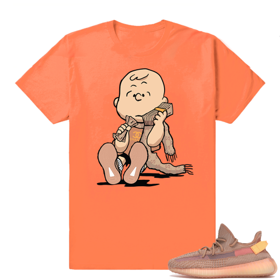 Yeezy 350 Clay | Designer Charlie | Hyper Orange Shirt