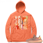 Yeezy 350 Clay | Abstract Painting | Bright Orange Hoodie