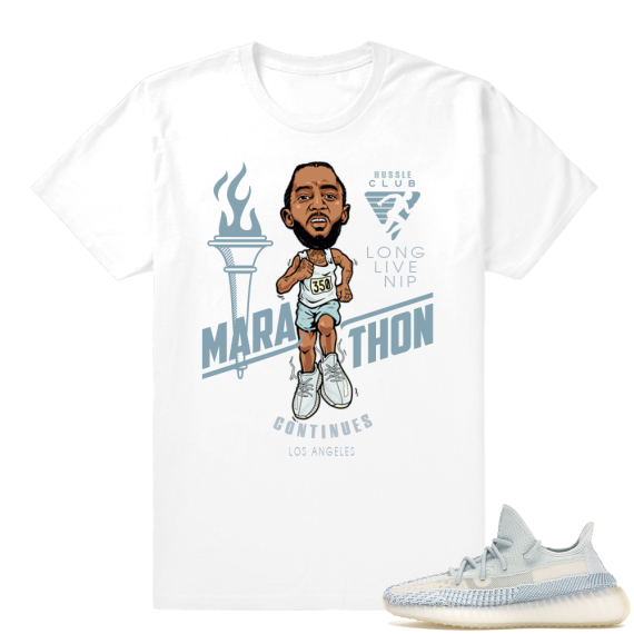 Yeezy Cloud White | Marathon Continues | White Shirt