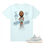 Yeezy Cloud White | Marathon Continues | Light Blue Shirt