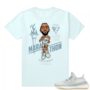 Yeezy Cloud White | Marathon Continues | Light Blue Shirt