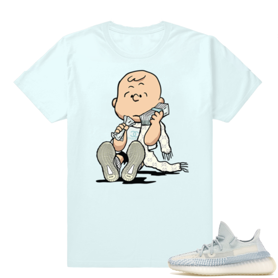 Yeezy Cloud White | Designer Charlie | Light Blue Shirt