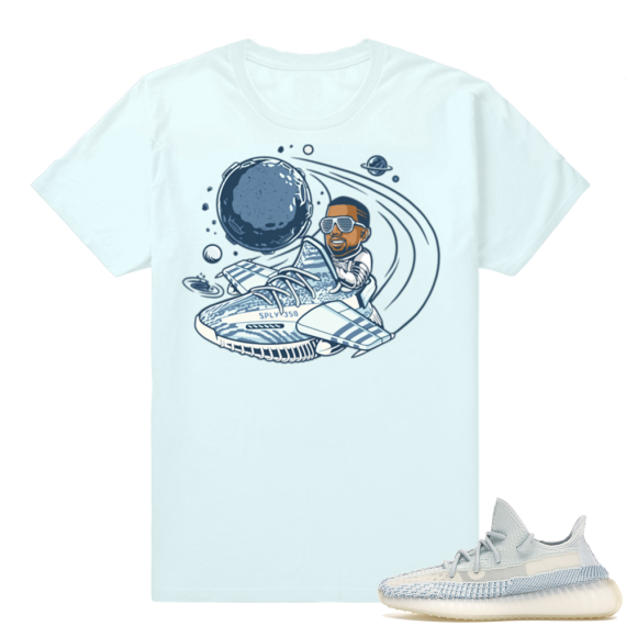 Yeezy Cloud White | 350 Boost Flight | Light Blue Shirt