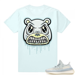 Yeezy Cloud White | Angry Bear Drip | Light Blue Shirt