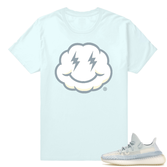 Yeezy Cloud White | Smiley Cloud Logo | Light Blue Shirt