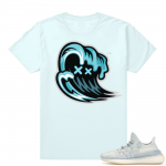 Yeezy Cloud White | NuWave Tsunami Logo | Light Blue Shirt