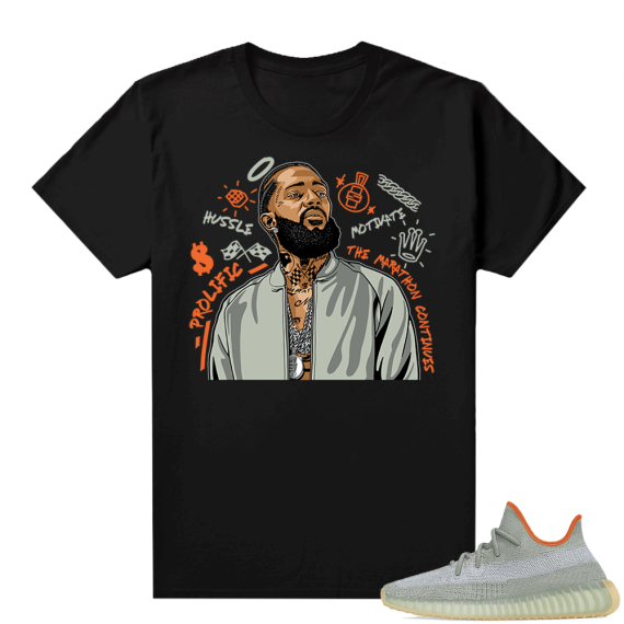 Yeezy shirt match Desert Sage 350 - Black - Nipsey Tribute