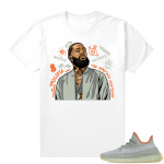 Yeezy shirt match Desert Sage 350 - Nipsey Tribute - White