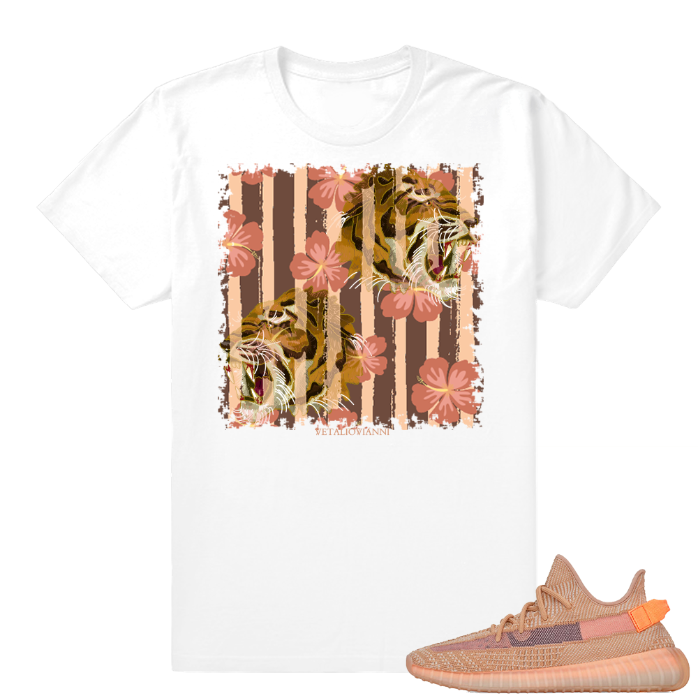 Yeezy 350 Clay | Tiger Floral | White shirt