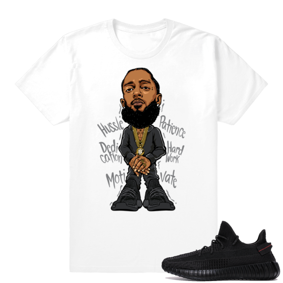 Yeezy Boost 350 V2 Black | Nipsey Hussle | White Shirt