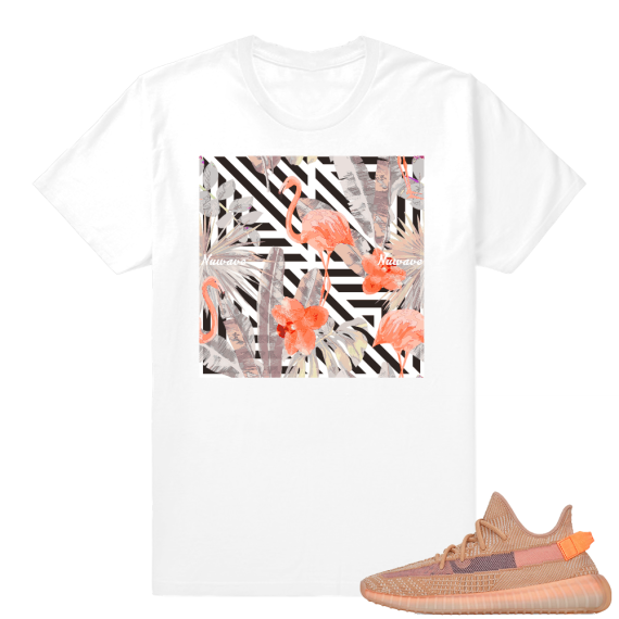 Yeezy 350 Clay | NuWave Flamingos | White shirt