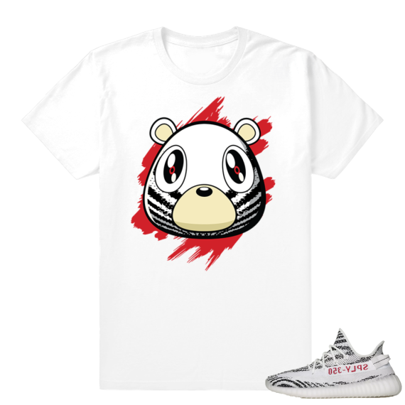 Zebra Yeezy Boost Bear t-shirt | Zebra Stripe Bear | White shirt