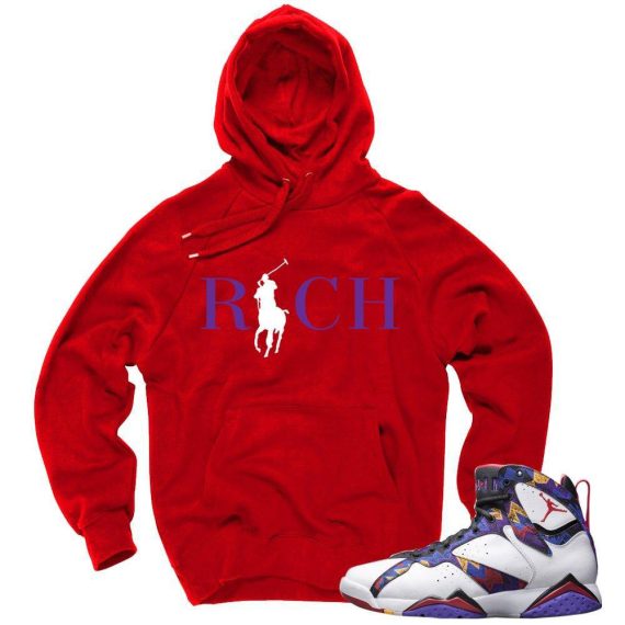 Jordan 7 Sweater Hoodie to match 'Country Club Rich' Red Hoodie