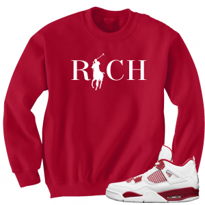 Air Jordan 4 Alternate 89 match 'Country Club Rich' Crewneck| Red Crewneck