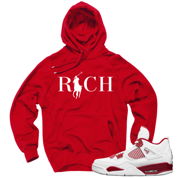 Air Jordan 4 Alternate 89 match 'Country Club Rich' Hoodie| Red Hoodie