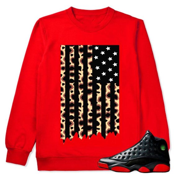 Dirty Bred 13s matching Crewneck | Cheetah Flag RED Crewneck