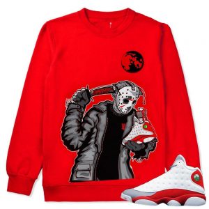 Grey Toe 13s Crewneck to match | Friday the 13th Sneaker Tee in RED CREWNECK