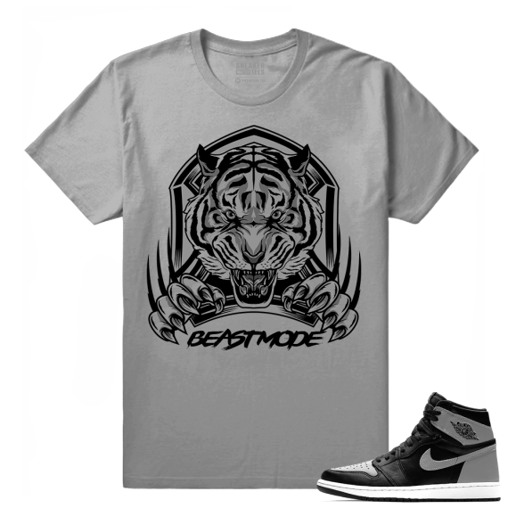 Air Jordan 1 Shadow Shirt match  Beastmode  Grey Tee