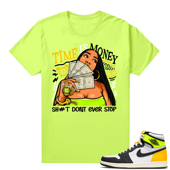 Air Jordan 1 Volt Gold shirt to match - Neon Yellow - Time Is Money