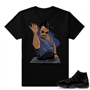 Air Jordan 11 Cap and Gown Apparel  Salt Bae 11s  Black tee