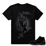 Air Jordan 11 Cap and Gown tees  Forgiveness  Black tee