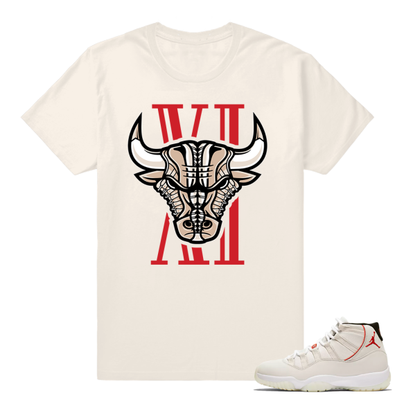 Air Jordan 11 Platinum Tint sneaker shirts | Bull 11 | Light Cream shirt