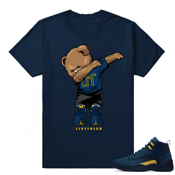 Air Jordan 12 sneaker tees  Dabbin Polo Bear  Navy Tee