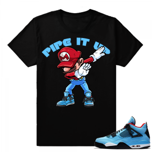 Air Jordan 4 Cactus Jack Tee  Pipe it Up Mario  Black tee