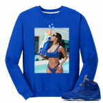 Air Jordan 5 Blue Suede Crewneck Sweatshirt 'Super Soaker' - Royal Blue Crewneck